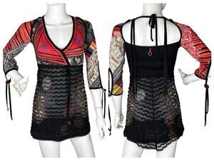 Save The Queen Tunic Babydoll Top Graphic Art Avant Garde Y2K Italy Size M